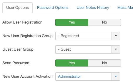 user options