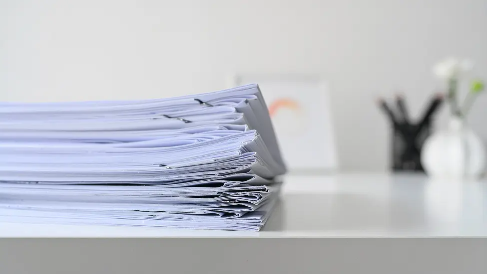Srack of paper on a desk