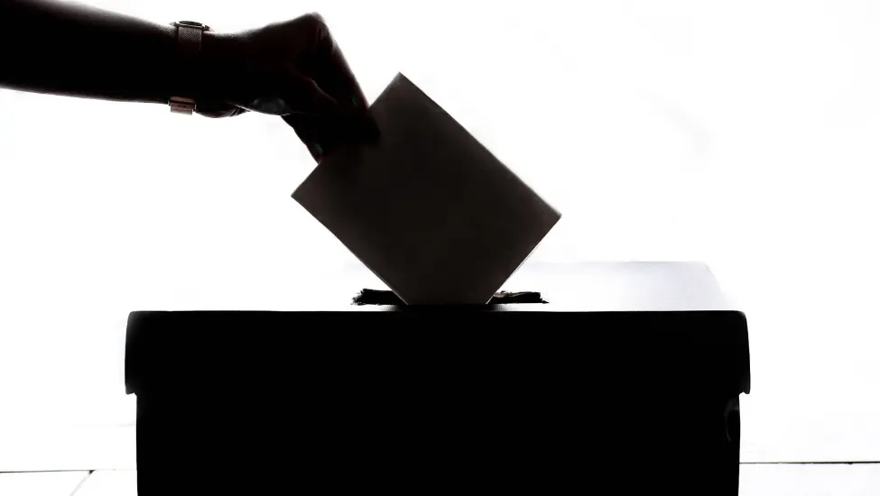 silhouette of someone casting their vote in an election